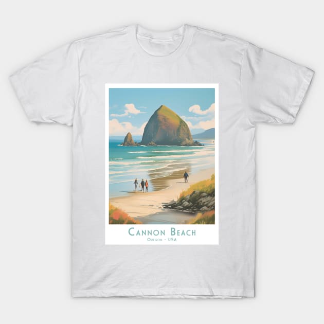 Vintage Retro Cannon Beach Oregon Artwork T-Shirt by POD24